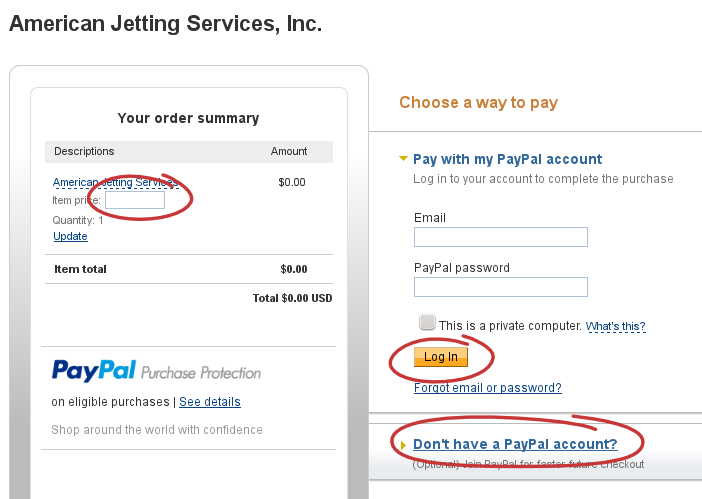 Screenshot of PayPal